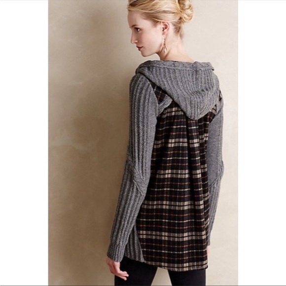 ANTHROPOLOGIE Moth Derry Plaid Flannel Sweater Jacket - Picture 2 of 11